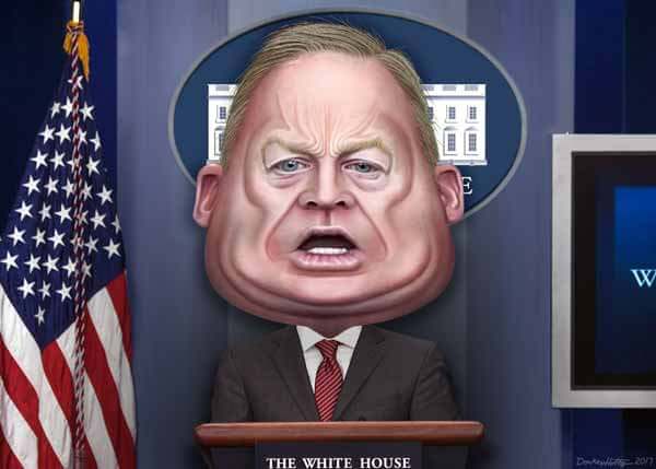 Sean Spicer Caricature by DonkeyHotey