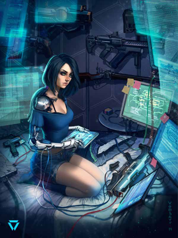 Female Cyberpunk Hacker By Ivan Yakushev