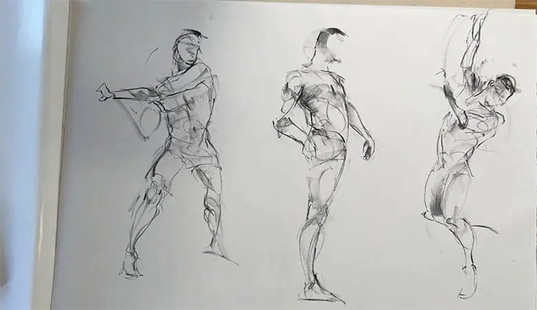 Charcoal figure drawing studies