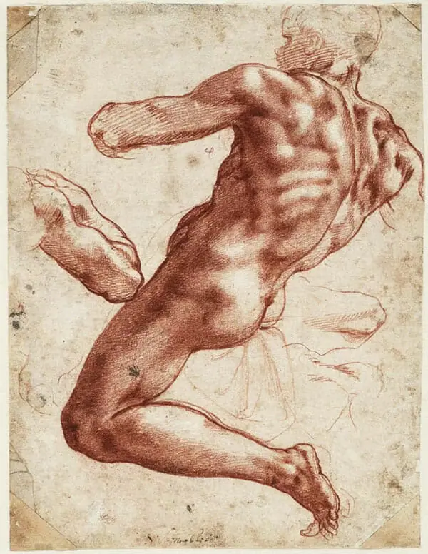 study of ignudo by michelangelo