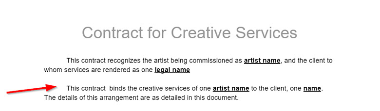 contract for artist
